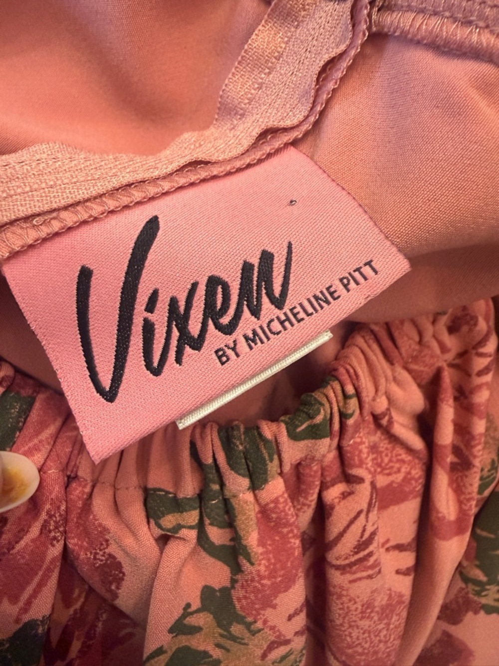 Vixen by Micheline Pitt Pink roses Vacation Midi Dress - Picture 3 of 5